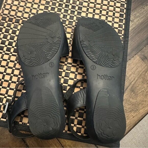 Hotter Black Leather Comfort Open-Toe Sandals Size 5 - Picture 9 of 13